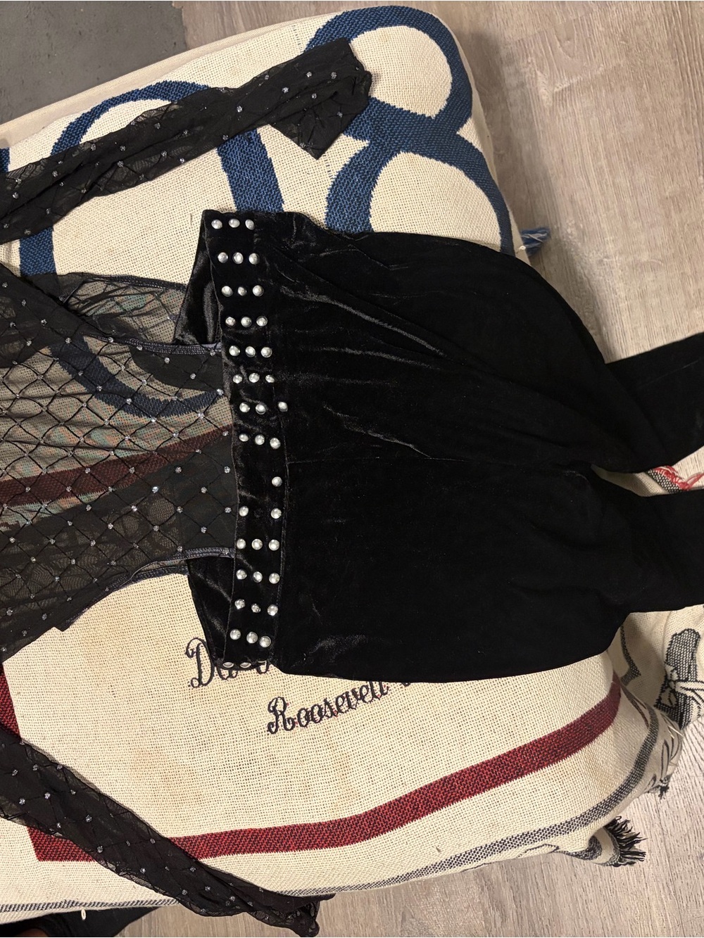 Black Velvet Pearl-Trim jumpsuit
